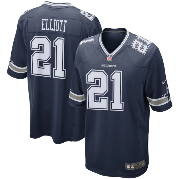 mens nike ezekiel elliott navy dallas cowboys game team jersey